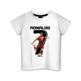Детская футболка хлопок с принтом Ronaldo в Петрозаводске, 100% хлопок | круглый вырез горловины, полуприлегающий силуэт, длина до линии бедер | Тематика изображения на принте: роналдо