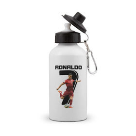 Бутылка спортивная с принтом Ronaldo в Петрозаводске, металл | емкость — 500 мл, в комплекте две пластиковые крышки и карабин для крепления | Тематика изображения на принте: роналдо