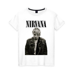 Женская футболка хлопок с принтом nirvana t-shirt в Петрозаводске, 100% хлопок | прямой крой, круглый вырез горловины, длина до линии бедер, слегка спущенное плечо | kurt cobain | nirvana | гранж | курт кобейн | нирвана