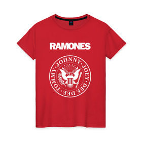 Женская футболка хлопок с принтом Ramones в Петрозаводске, 100% хлопок | прямой крой, круглый вырез горловины, длина до линии бедер, слегка спущенное плечо | joey ramone | punk | ramones | панк | рамонес