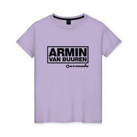 Женская футболка хлопок с принтом Armin van Buuren в Петрозаводске, 100% хлопок | прямой крой, круглый вырез горловины, длина до линии бедер, слегка спущенное плечо | armada | armin van buuren | trance | армин
