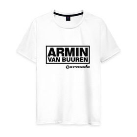Мужская футболка хлопок с принтом Armin van Buuren в Петрозаводске, 100% хлопок | прямой крой, круглый вырез горловины, длина до линии бедер, слегка спущенное плечо. | armada | armin van buuren | trance | армин