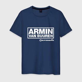 Мужская футболка хлопок с принтом Armin van Buuren в Петрозаводске, 100% хлопок | прямой крой, круглый вырез горловины, длина до линии бедер, слегка спущенное плечо. | armada | armin van buuren | trance | армин
