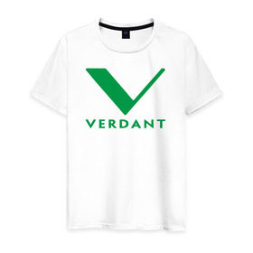 Мужская футболка хлопок с принтом VERDANT в Петрозаводске, 100% хлопок | прямой крой, круглый вырез горловины, длина до линии бедер, слегка спущенное плечо. | green arrow | vetda | зеленая стрела | оливер