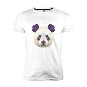 Мужская футболка премиум с принтом Панда, Голова панды в Петрозаводске, 92% хлопок, 8% лайкра | приталенный силуэт, круглый вырез ворота, длина до линии бедра, короткий рукав | панда