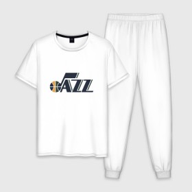 Мужская пижама хлопок с принтом NBA Utah Jazz в Петрозаводске, 100% хлопок | брюки и футболка прямого кроя, без карманов, на брюках мягкая резинка на поясе и по низу штанин
 | jazz | nba | utah | баскетбол | джазз | нба | юта