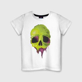 Детская футболка хлопок с принтом Кислотный череп в Петрозаводске, 100% хлопок | круглый вырез горловины, полуприлегающий силуэт, длина до линии бедер | 