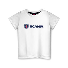 Детская футболка хлопок с принтом SCANIA в Петрозаводске, 100% хлопок | круглый вырез горловины, полуприлегающий силуэт, длина до линии бедер | scania | грузовик | скания