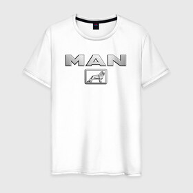 Мужская футболка хлопок с принтом MAN в Петрозаводске, 100% хлопок | прямой крой, круглый вырез горловины, длина до линии бедер, слегка спущенное плечо. | man | дальнобой | дальнобойщик