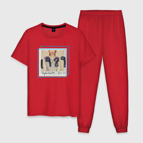 Мужская пижама хлопок с принтом ТС 1989 в Петрозаводске, 100% хлопок | брюки и футболка прямого кроя, без карманов, на брюках мягкая резинка на поясе и по низу штанин
 | Тематика изображения на принте: 1989 | taylor swift | музыка | тэйлор свифт