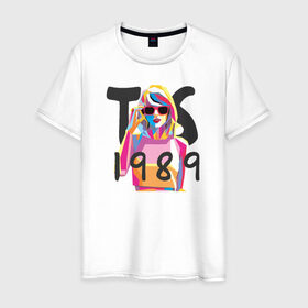 Мужская футболка хлопок с принтом TS 1989 в Петрозаводске, 100% хлопок | прямой крой, круглый вырез горловины, длина до линии бедер, слегка спущенное плечо. | 1989 | taylor swift | музыка | тэйлор свифт