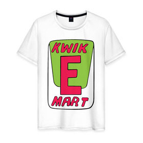Мужская футболка хлопок с принтом KWIK E MART в Петрозаводске, 100% хлопок | прямой крой, круглый вырез горловины, длина до линии бедер, слегка спущенное плечо. | Тематика изображения на принте: kwik e mart the simpsons симпсоны квик е марк