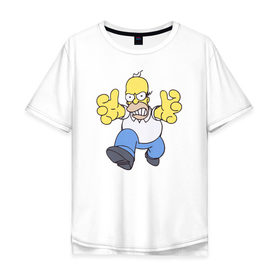 Мужская футболка хлопок Oversize с принтом Angry Homer в Петрозаводске, 100% хлопок | свободный крой, круглый ворот, “спинка” длиннее передней части | angry homer simpson симпсон злой гомер барт