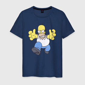 Мужская футболка хлопок с принтом Angry Homer в Петрозаводске, 100% хлопок | прямой крой, круглый вырез горловины, длина до линии бедер, слегка спущенное плечо. | angry homer simpson симпсон злой гомер барт