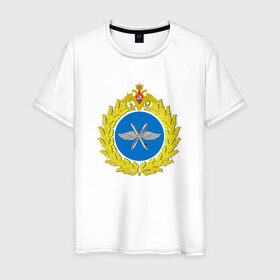Мужская футболка хлопок с принтом Военно-воздушные силы в Петрозаводске, 100% хлопок | прямой крой, круглый вырез горловины, длина до линии бедер, слегка спущенное плечо. | армия | военно воздушные силы | военный | войска | вооруженные | силы | служба | эмблема