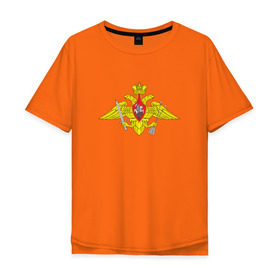 Мужская футболка хлопок Oversize с принтом РВСН средняя в Петрозаводске, 100% хлопок | свободный крой, круглый ворот, “спинка” длиннее передней части | армия | военный | войска | вооруженные | рвсн средняя | силы | служба | эмблема