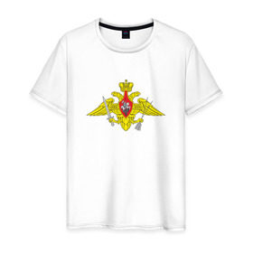 Мужская футболка хлопок с принтом РВСН средняя в Петрозаводске, 100% хлопок | прямой крой, круглый вырез горловины, длина до линии бедер, слегка спущенное плечо. | армия | военный | войска | вооруженные | рвсн средняя | силы | служба | эмблема