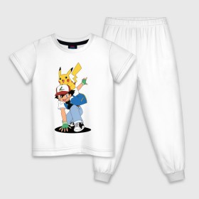 Детская пижама хлопок с принтом Пикачу в Петрозаводске, 100% хлопок |  брюки и футболка прямого кроя, без карманов, на брюках мягкая резинка на поясе и по низу штанин
 | 