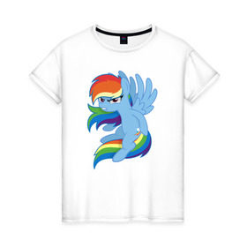 Женская футболка хлопок с принтом Rainbow Dash Angry в Петрозаводске, 100% хлопок | прямой крой, круглый вырез горловины, длина до линии бедер, слегка спущенное плечо | friendship is magic | my little pony | rainbow dash