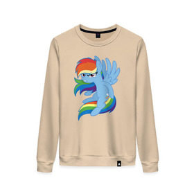 Женский свитшот хлопок с принтом Rainbow Dash Angry в Петрозаводске, 100% хлопок | прямой крой, круглый вырез, на манжетах и по низу широкая трикотажная резинка  | friendship is magic | my little pony | rainbow dash