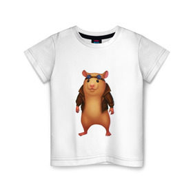 Детская футболка хлопок с принтом Хомяк в Петрозаводске, 100% хлопок | круглый вырез горловины, полуприлегающий силуэт, длина до линии бедер | арт | животные | зверь | няша | смешное | хомяк | хомячок