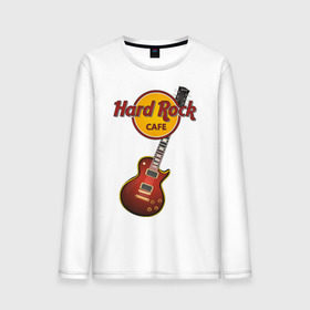 Мужской лонгслив хлопок с принтом Hard Rock cafe в Петрозаводске, 100% хлопок |  | Тематика изображения на принте: гитара