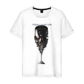Мужская футболка хлопок с принтом Терминатор в Петрозаводске, 100% хлопок | прямой крой, круглый вырез горловины, длина до линии бедер, слегка спущенное плечо. | genisys | terminator | арнольд | генезис | терминатор | шварцнеггер