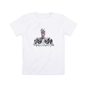 Детская футболка хлопок с принтом Терминатор в Петрозаводске, 100% хлопок | круглый вырез горловины, полуприлегающий силуэт, длина до линии бедер | genisys | terminator | арнольд | генезис | терминатор | шварцнеггер