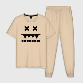 Мужская пижама хлопок с принтом Eatbrain Logo в Петрозаводске, 100% хлопок | брюки и футболка прямого кроя, без карманов, на брюках мягкая резинка на поясе и по низу штанин
 | eatbrain | music | для любителей жирного neurofunk звучания.drum