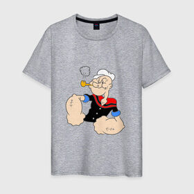 Мужская футболка хлопок с принтом Папай в Петрозаводске, 100% хлопок | прямой крой, круглый вырез горловины, длина до линии бедер, слегка спущенное плечо. | 