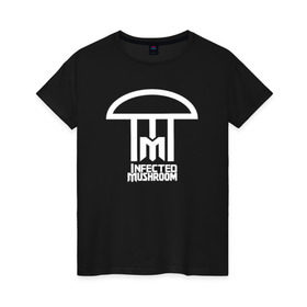 Женская футболка хлопок с принтом Inficted Mushroom в Петрозаводске, 100% хлопок | прямой крой, круглый вырез горловины, длина до линии бедер, слегка спущенное плечо | goa | infected mushroom | psytrance