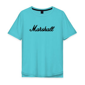 Мужская футболка хлопок Oversize с принтом Marshall logo в Петрозаводске, 100% хлопок | свободный крой, круглый ворот, “спинка” длиннее передней части | guitars | marshall | music | гитары | музыка