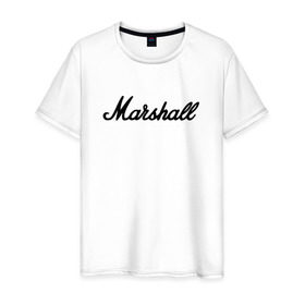 Мужская футболка хлопок с принтом Marshall logo в Петрозаводске, 100% хлопок | прямой крой, круглый вырез горловины, длина до линии бедер, слегка спущенное плечо. | guitars | marshall | music | гитары | музыка