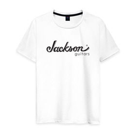 Мужская футболка хлопок с принтом Jackson logo в Петрозаводске, 100% хлопок | прямой крой, круглый вырез горловины, длина до линии бедер, слегка спущенное плечо. | guitars | jackson | music | гитары | музыка