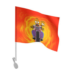 Флаг для автомобиля с принтом Симпсоны на байке в Петрозаводске, 100% полиэстер | Размер: 30*21 см | гомер