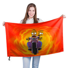 Флаг 3D с принтом Симпсоны на байке в Петрозаводске, 100% полиэстер | плотность ткани — 95 г/м2, размер — 67 х 109 см. Принт наносится с одной стороны | гомер