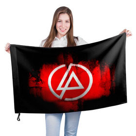 Флаг 3D с принтом Linkin Park в Петрозаводске, 100% полиэстер | плотность ткани — 95 г/м2, размер — 67 х 109 см. Принт наносится с одной стороны | linkin park | линкин парк | логотип | рок
