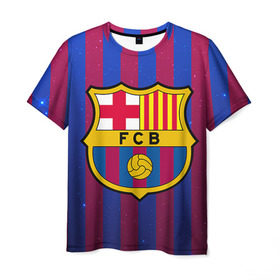 Мужская футболка 3D с принтом Барселона в Петрозаводске, 100% полиэфир | прямой крой, круглый вырез горловины, длина до линии бедер | barcelona | барса | барселона | спорт | фк | футбол