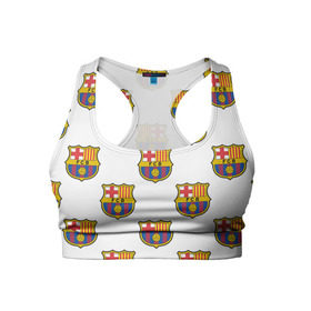Женский спортивный топ 3D с принтом Барселона в Петрозаводске, 82% полиэстер, 18% спандекс Ткань безопасна для здоровья, позволяет коже дышать, не мнется и не растягивается |  | barcelona | барса | барселона | спорт | фк | футбол