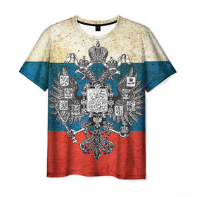 Мужская футболка 3D с принтом Россия в Петрозаводске, 100% полиэфир | прямой крой, круглый вырез горловины, длина до линии бедер | герб | патриот | россия | рф | флаг