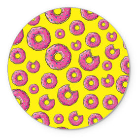 Коврик круглый с принтом Пончики в Петрозаводске, резина и полиэстер | круглая форма, изображение наносится на всю лицевую часть | Тематика изображения на принте: donut | simpsons | паттерн | пончик