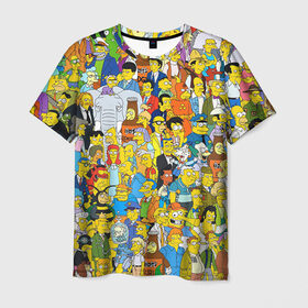 Мужская футболка 3D с принтом Симпсоны в Петрозаводске, 100% полиэфир | прямой крой, круглый вырез горловины, длина до линии бедер | гомер