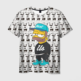 Мужская футболка 3D с принтом Барт Симпсон в Петрозаводске, 100% полиэфир | прямой крой, круглый вырез горловины, длина до линии бедер | bart |   |  bart simpson |  jo jo |  simpsons |  the simpsons |  симпсоны | барт | барт симпсон | джо джо