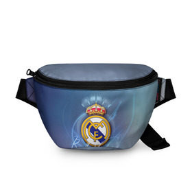 Поясная сумка 3D с принтом Real Madrid в Петрозаводске, 100% полиэстер | плотная ткань, ремень с регулируемой длиной, внутри несколько карманов для мелочей, основное отделение и карман с обратной стороны сумки застегиваются на молнию | real madrid | реал мадрид | спорт | футбол