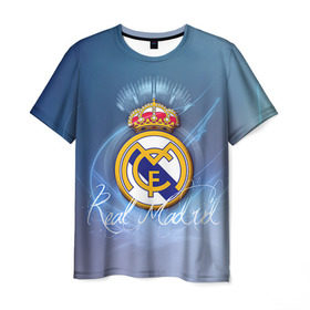 Мужская футболка 3D с принтом Real Madrid в Петрозаводске, 100% полиэфир | прямой крой, круглый вырез горловины, длина до линии бедер | Тематика изображения на принте: real madrid | реал мадрид | спорт | футбол