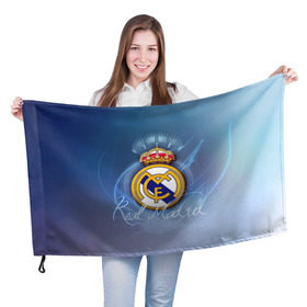 Флаг 3D с принтом Real Madrid в Петрозаводске, 100% полиэстер | плотность ткани — 95 г/м2, размер — 67 х 109 см. Принт наносится с одной стороны | real madrid | реал мадрид | спорт | футбол