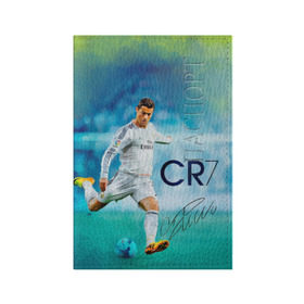 Обложка для паспорта матовая кожа с принтом Ronaldo в Петрозаводске, натуральная матовая кожа | размер 19,3 х 13,7 см; прозрачные пластиковые крепления | Тематика изображения на принте: роналдо
