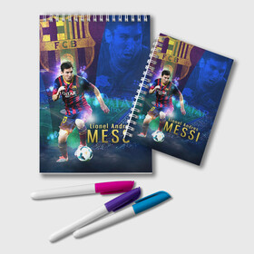 Блокнот с принтом Messi в Петрозаводске, 100% бумага | 48 листов, плотность листов — 60 г/м2, плотность картонной обложки — 250 г/м2. Листы скреплены удобной пружинной спиралью. Цвет линий — светло-серый
 | месси