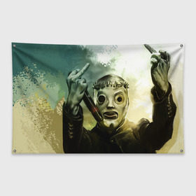 Флаг-баннер с принтом Slipknot в Петрозаводске, 100% полиэстер | размер 67 х 109 см, плотность ткани — 95 г/м2; по краям флага есть четыре люверса для крепления | deth | rock | slipknot | маска | мрак | рок | слипнот