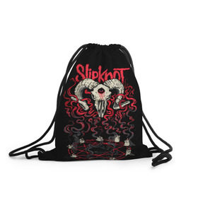Рюкзак-мешок 3D с принтом Slipknot в Петрозаводске, 100% полиэстер | плотность ткани — 200 г/м2, размер — 35 х 45 см; лямки — толстые шнурки, застежка на шнуровке, без карманов и подкладки | deth | rock | slipknot | баран | маска | мрак | рок | слипнот | череп